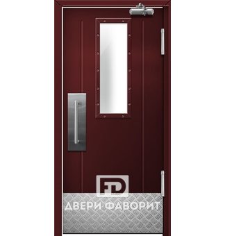 Дверь противопожарная со стеклом и отбойником