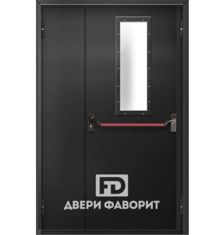 Противопожарная двустворчатая дверь со стеклом (замок антипаника)
