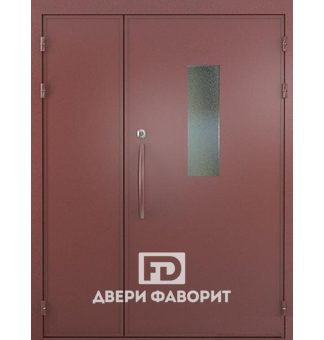 Двустворчатая противопожарная дверь со стеклянной вставкой
