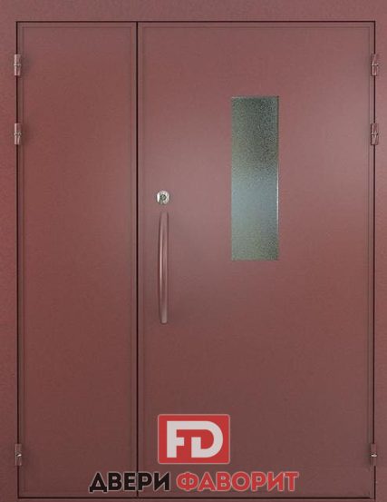 дверь противопожарная двустворчатая со стеклом