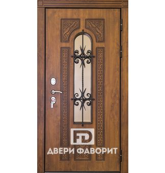 Стальная дверь в коттедж со стеклом и арочной формы