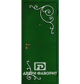 Дверь в коттедж с зелёным цинкогрунтом