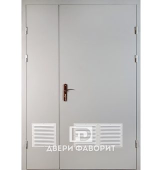Двустворчатая дверь с решетками в котельную
