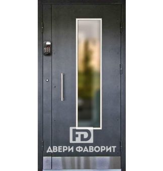 Стальная дверь в подъезд с домофоном (стекло)