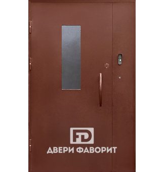 Дверь с боковой вставкой и стеклом в подъезд с домофоном