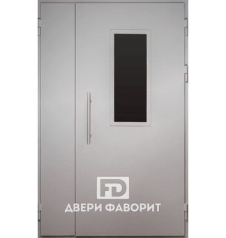 Дверь в подъезд с цинкогрунтом и стеклянной вставкой