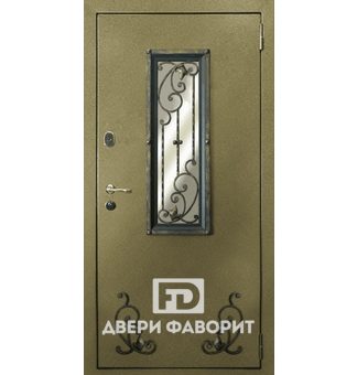 Дверь стальная с ковкой и стеклопакетом, терморазрыв