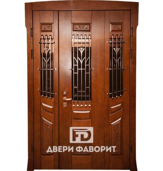 Дверь двустворчатая с ковкой и терморазрывом
