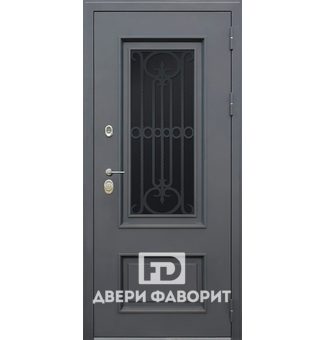 Дверь c терморазрывом, покрытие цинкогрунт (стекло, ковка)