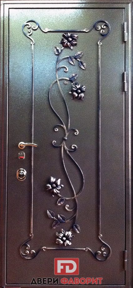 стальная антивандальная дверь с кованым узором - МД-1457 - 1