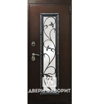 Антивандальная дверь с кованой защитной решеткой и стеклом