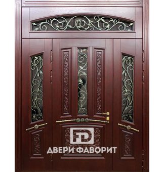 Трехстворчатая дверь с верхней вставкой на две квартиры