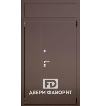 Недорогая двустворчатая дверь с верхней вставкой