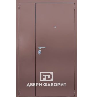 Входная недорогая двустворчатая дверь (порошок и ламинат)