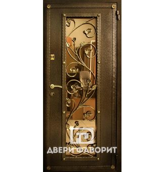 Дверь стальная с зеркалом и ковкой