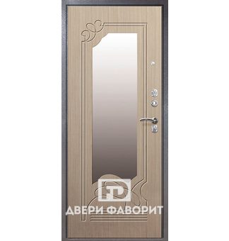 Дверь из металла с зеркалом и МДФ