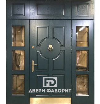 Дверь парадная с боковыми и верхней вставками