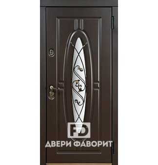 Дверь в загородный дом (стекло овал + ковка)