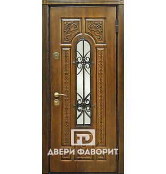 Дверь со стеклом и ковкой (винорит)