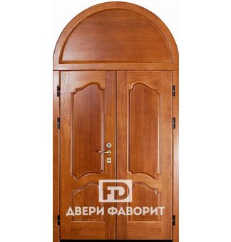 Дверь арочная двустворчатая с верхней вставкой